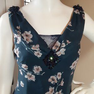 UNIQUE VINTAGE DRESS Size Medium Navy Peach White